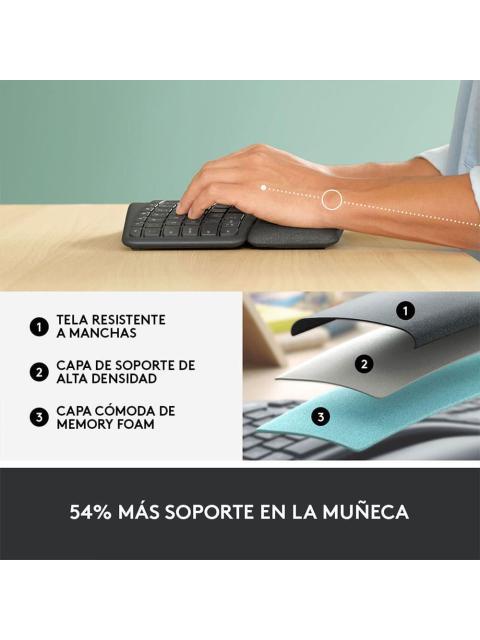TECLADO LOGITECH ERGO K860 INALAMBRICO RF WIRELESS-BLUETOOTH NEGRO (ESPANOL) - Imagen 5