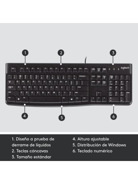 TECLADO LOGITECH K120 USB ALAMBRICO NEGRO (ESPANOL) - Imagen 7