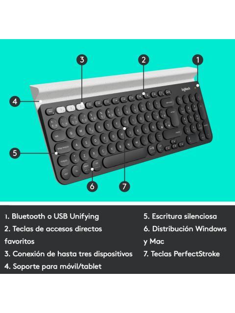 TECLADO LOGITECH K780 INALAMBRICO BLUETOOTH NEGRO (ESPANOL) - Imagen 5