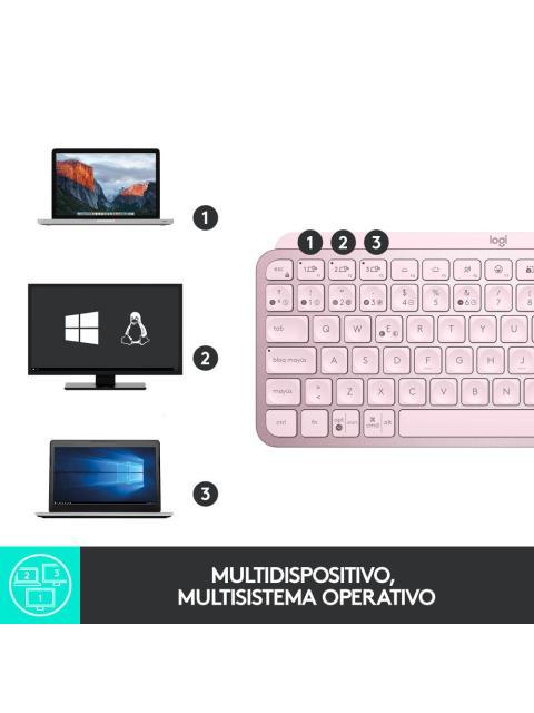 TECLADO LOGITECH MX KEYS MINI INALAMBRICO RF WIRELESS-BLUETOOTH ROSA (ESPANOL) - Imagen 9