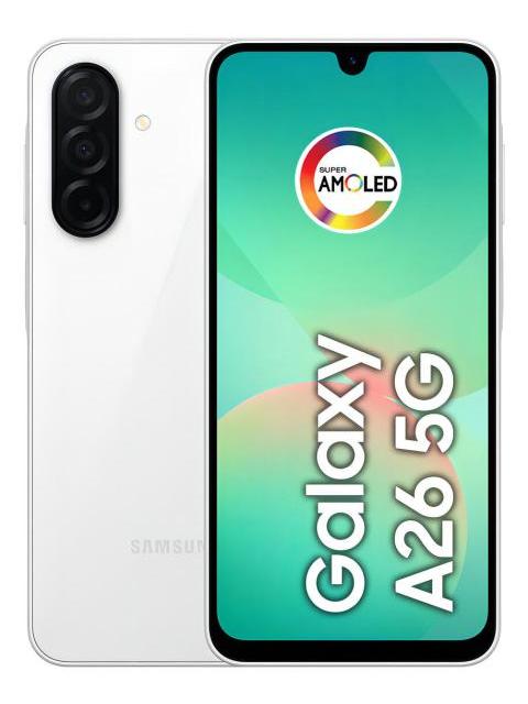 TELEFONO CELULAR SAMSUNG GALAXY A26 5G 256 GB 8 GB DE RAM CAMARA DE 50 MP IP67 PANTALLA SUPER AMOLED 6.7 NFC BLANCO