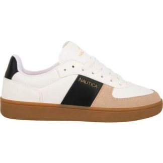 TENIS CASUAL FRANJA DETALLES GAMUZA BLANCO/NEGRO NAUTICA