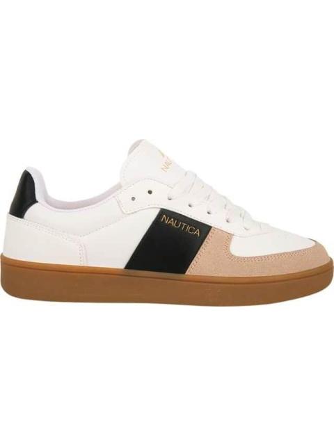 TENIS CASUAL FRANJA DETALLES GAMUZA BLANCO/NEGRO NAUTICA