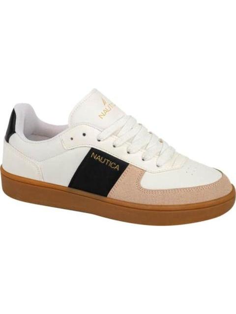 TENIS CASUAL FRANJA DETALLES GAMUZA BLANCO/NEGRO NAUTICA - Imagen 2