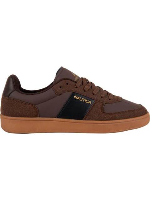 TENIS CASUAL FRANJA DETALLES GAMUZA CAFE NAUTICA