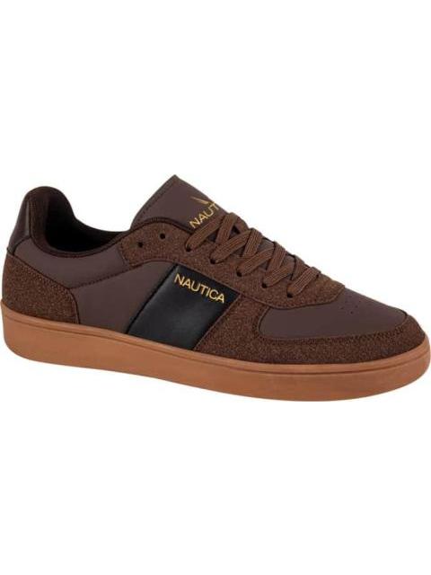 TENIS CASUAL FRANJA DETALLES GAMUZA CAFE NAUTICA - Imagen 2