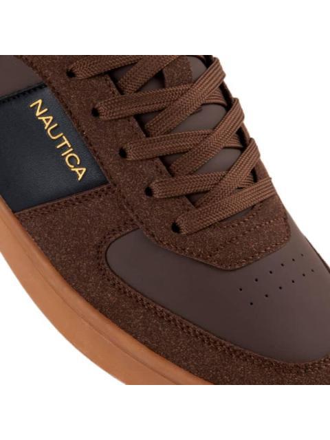 TENIS CASUAL FRANJA DETALLES GAMUZA CAFE NAUTICA - Imagen 6