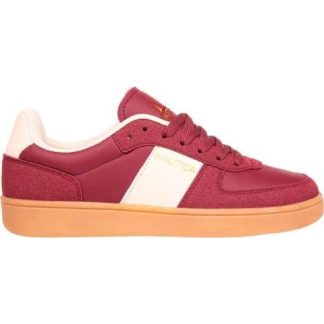 TENIS CASUAL FRANJA DETALLES GAMUZA VINO NAUTICA