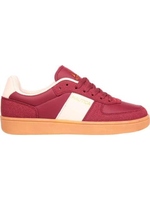 TENIS CASUAL FRANJA DETALLES GAMUZA VINO NAUTICA