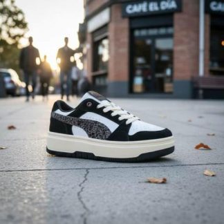 TENIS CASUAL REBOUND FEMME LOW ANIMAL FLAIR BLANCO/NEGRO PUMA