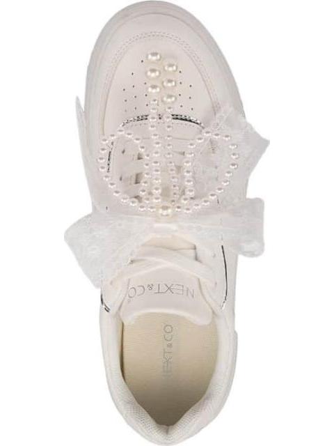 TENIS PLATAFORMA CHARM NXT MOÑO PERLAS BLANCO NEXT CO - Imagen 3