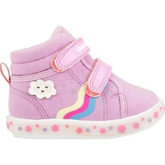 TENIS URBANO CASUAL BOTA CONTACTEL LUCES ARCOIRIS LILA BUBBLE GUMMERS