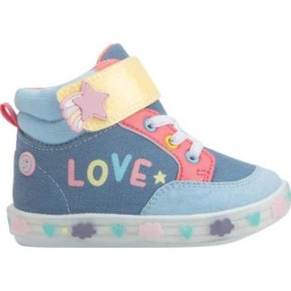TENIS URBANO CASUAL BOTA CONTACTEL LUCES ESTRELLA AZUL MEZCLILLA BUBBLE GUMMERS