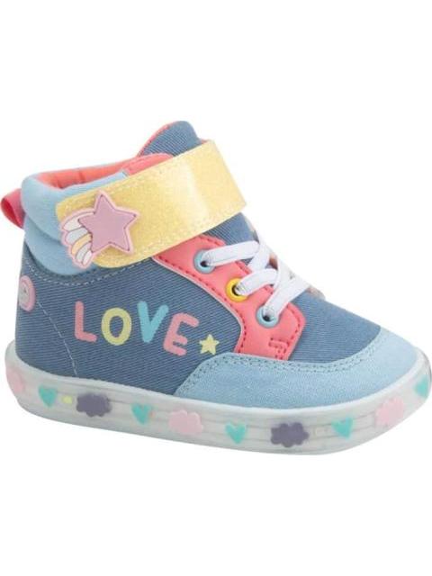 TENIS URBANO CASUAL BOTA CONTACTEL LUCES ESTRELLA AZUL MEZCLILLA BUBBLE GUMMERS - Imagen 2