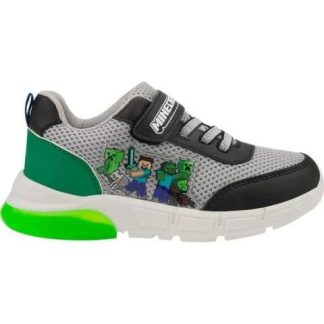 TENIS URBANO CASUAL CHOCLO MINECRAFT LUCES GRIS MINECRAFT