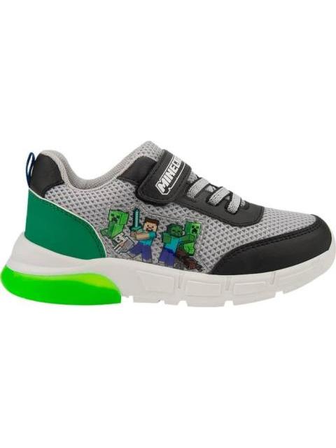 TENIS URBANO CASUAL CHOCLO MINECRAFT LUCES GRIS MINECRAFT