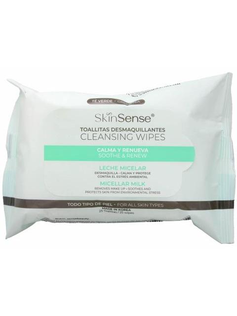 TOALLITAS DESMAQUILLANTES TE VERDE 25 PZAS SKIN SENSE
