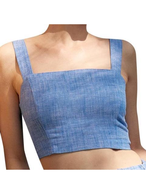 TOP DE LINO AZUL HOLLY LAND - Imagen 6