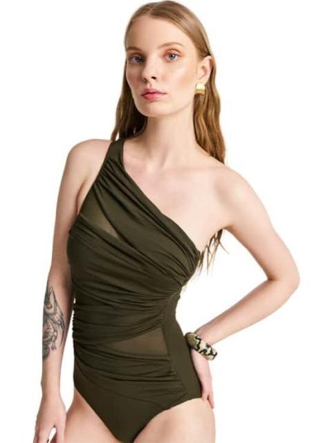TRAJE DE BAÑO ASIMETRICO VERDE OLIVO HOLLY LAND - Imagen 2