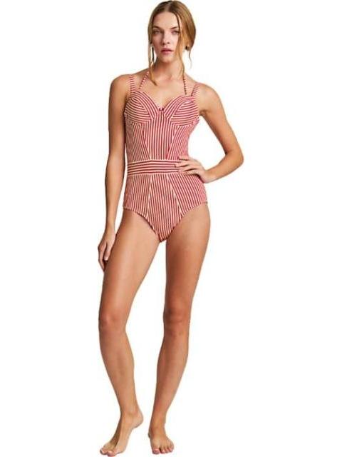 TRAJE DE BAÑO RAYADO ROJO HOLLY LAND