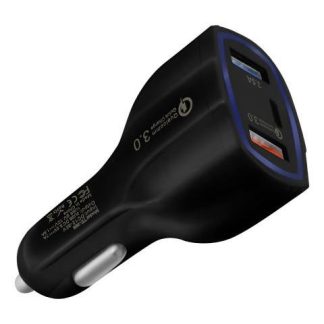 TURBO CARGADOR DE AUTO INTELIGENTE RAPIDA QC PARA IPHONE SAMSUNG SLIM COMPANY NEGRO