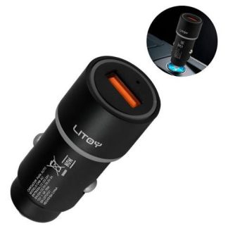 TURBO CARGADOR PARA CARRO AUTO USB CARGA RAPIDA QC 3.0 18W NEGRO