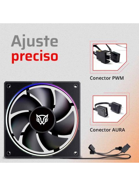 VENTILADOR DE 120MM BALAM RUSH EOLOX BORAR EXB85R VELOCIDAD 6001600 RPM FLUJO DE AIRE 48 CFM RUIDO 28 DB 7 ASPAS (INVERSAS) ILUMINACION ARGB 3 PIN - Imagen 3