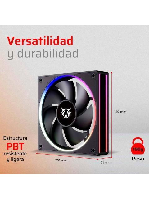 VENTILADOR DE 120MM BALAM RUSH EOLOX BORAR EXB85R VELOCIDAD 6001600 RPM FLUJO DE AIRE 48 CFM RUIDO 28 DB 7 ASPAS (INVERSAS) ILUMINACION ARGB 3 PIN - Imagen 4