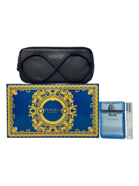 VERSACE EAU FRAICHE SET DE 3 PZ CON MINI Y BOLSO PARA HOMBRE