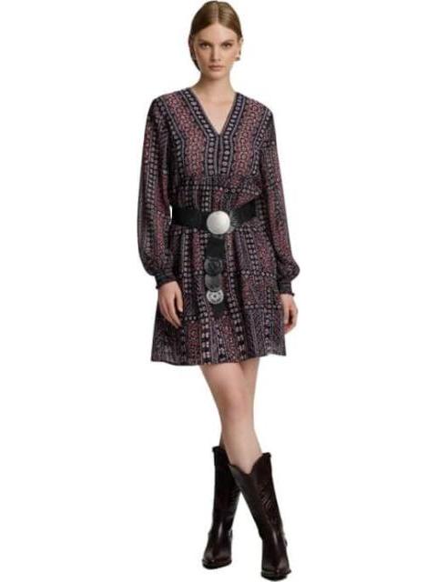 VESTIDO CAMISERO ESTAMPADO AZUL MARINO HOLLY LAND - Imagen 3