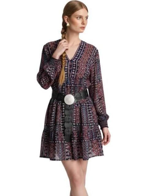 VESTIDO CAMISERO ESTAMPADO AZUL MARINO HOLLY LAND - Imagen 5