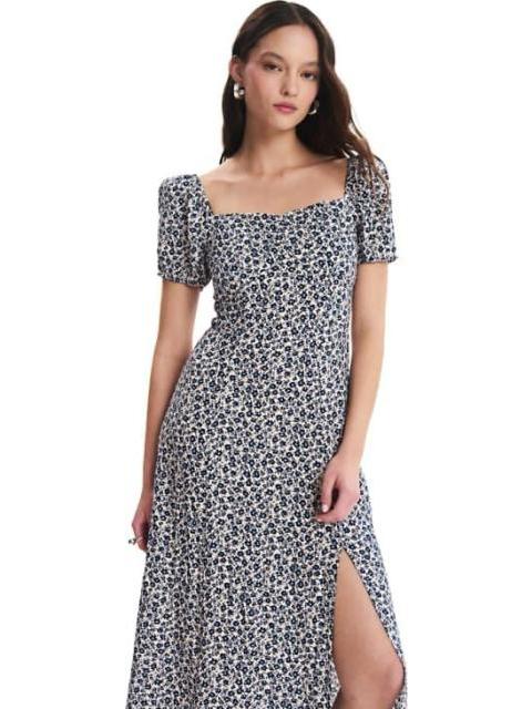 VESTIDO LARGO ESTAMPADO MANGA GLOBO AZUL MARINO HOLLY LAND - Imagen 3