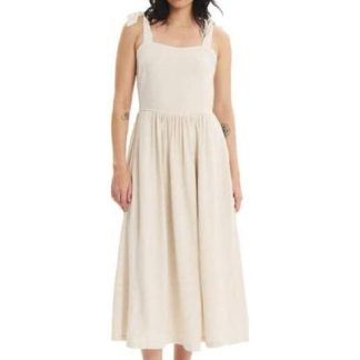 VESTIDO MIDI DE LINO BEIGE HOLLY LAND