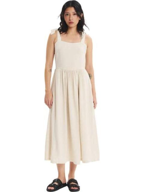 VESTIDO MIDI DE LINO BEIGE HOLLY LAND