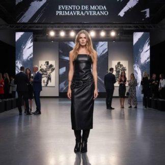VESTIDO MIDI EFECTO PIEL NEGRO HOLLY LAND