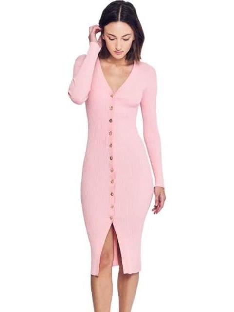VESTIDO MIDI TEJIDO ROSA SAO PAULO - Imagen 3