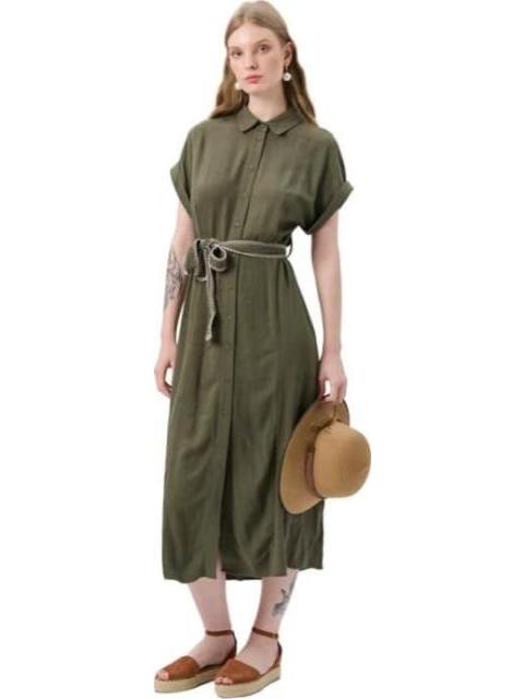 VESTIDO MIDI VERDE OLIVO HOLLY LAND