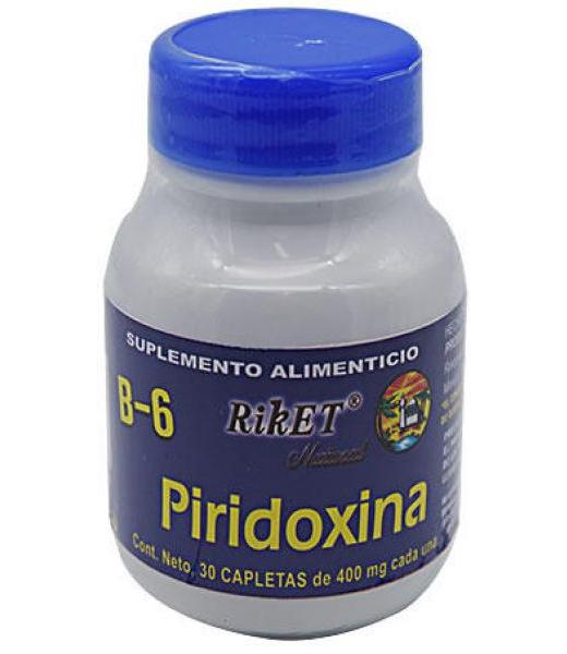 VITAMINA B6 PIRIDOXINA 400 MG 30 CAP RIKET NATURAL