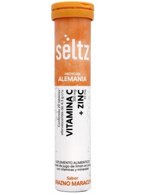 VITAMINA C ZINC DURAZNO MARACUYA EFERVESCENTE 20 TAB SELTZ