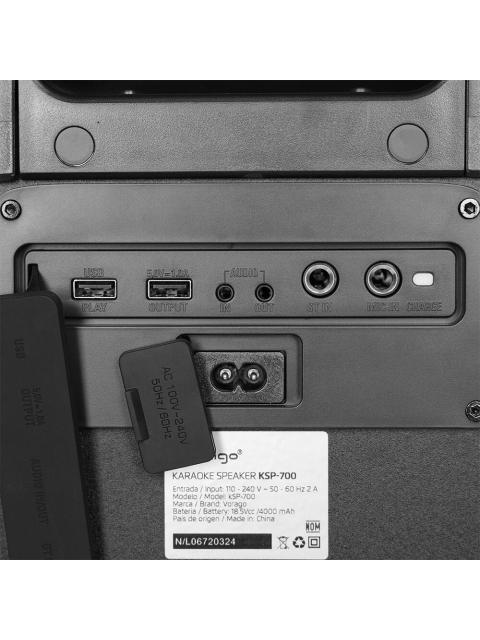 VORAGO BOCINA KSP-700 BLUETOOTH INALAMBRICO USB 3.5MM NEGRO - Imagen 6