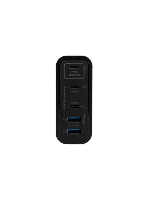 VORAGO CARGADOR DE PARED 100W 3X USB-C 2X USB-A NEGRO - Imagen 3