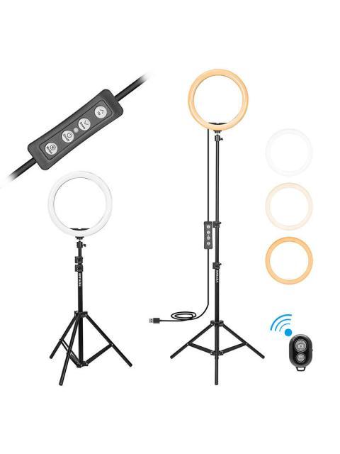 YEYIAN ARO DE LUZ PARA CELULAR CON TRIPIE GIMLI SERIE 2000 BLANCO-BLANCO CALIDO-CALIDO 12 NEGRO - Imagen 3