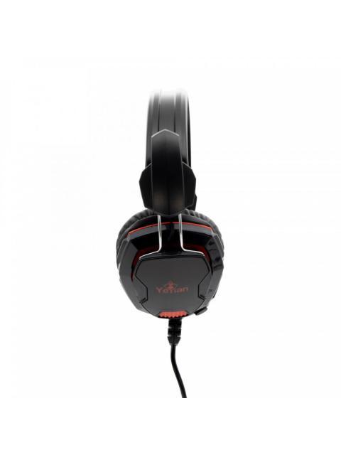 YEYIAN AUDIFONOS GAMER TEMPEST YH2000 PARA PC-PS4-XBOX ONE ALAMBRICO 2 METROS 3.5MM-USB NEGRO-ROJO - Imagen 4
