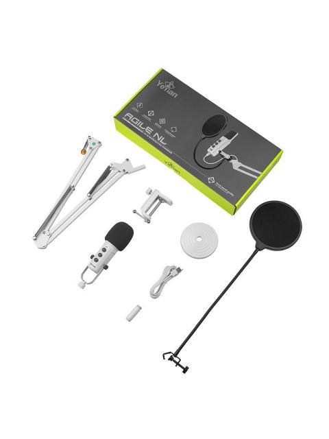 YEYIAN KIT MICROFONO PARA STREAMING AGILE NL USB BLANCO - INCLUYE SOPORTE DE BRAZO SOPORTE U DE ESCRITORIO FILTRO ABRAZADERA Y CABLE USB - Imagen 3