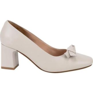 ZAPATILLA CUADRADA CON MOÑO BEIGE/HUESO VICENZA
