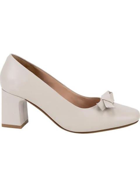 ZAPATILLA CUADRADA CON MOÑO BEIGE/HUESO VICENZA