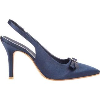 ZAPATILLA PUNTAL DESTALONADA CON MOÑO AZUL MARINO YAELI FASHION