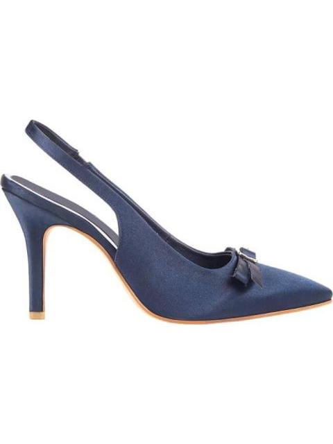 ZAPATILLA PUNTAL DESTALONADA CON MOÑO AZUL MARINO YAELI FASHION