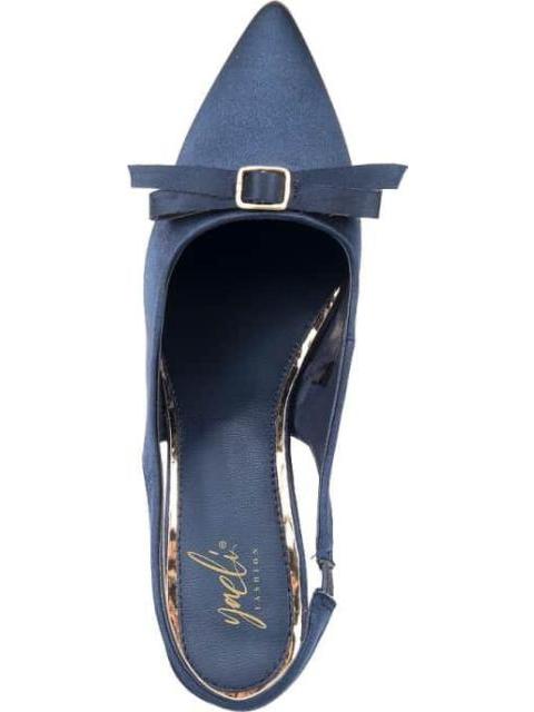 ZAPATILLA PUNTAL DESTALONADA CON MOÑO AZUL MARINO YAELI FASHION - Imagen 3