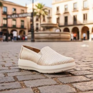 ZAPATO CON ELASTICOS CREMA FLEXI